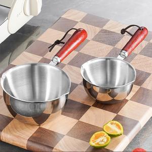 New Arrival Cooking Pot 18/8 Stainless Steel Frying Egg Pot Pan Cooking Pan Spilled Oil Pot With Wooden Handle