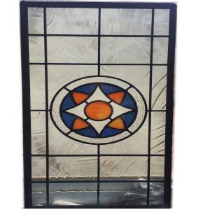 China 650MM 35CM Stained Diamond Leaded Glass Cabinet Windows Satin Nickel supplier