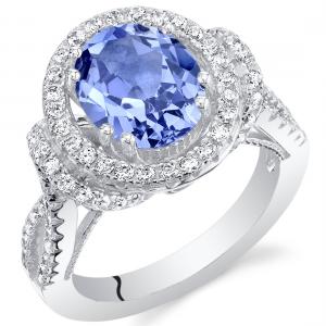 Natural Simulated Tanzanite Ring in Sterling Silver - Artsy Alternative Engagement Ring - Handmade Wedding Ring