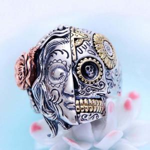 China Angels and Demons Skull Style Thai Sterling Silver Men Ring(XH057006W) supplier