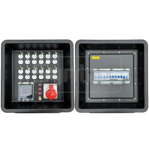 China Syntax MD1 Three Phase 4P 32AMP HDPE Portable Distribution Box IP67 With 12 Nos UL Listed Nema Dual Sockets 430x380x460mm on sale