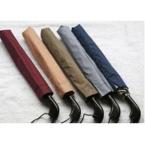 China Auto Open 2 Folding Golf Umbrella Black Wooden Handle Self Fabric Pouch supplier