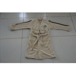 China hooded velour terry beige embroidered kids bathrobes with slipper supplier