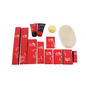 China Disposable Hotel Amenities Set , Hotel Room Amenities Red Black Color 14 Items supplier