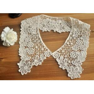 Cotton Bridal Neckline Lace Collar Applique , Floral Embroidery Lace Collar