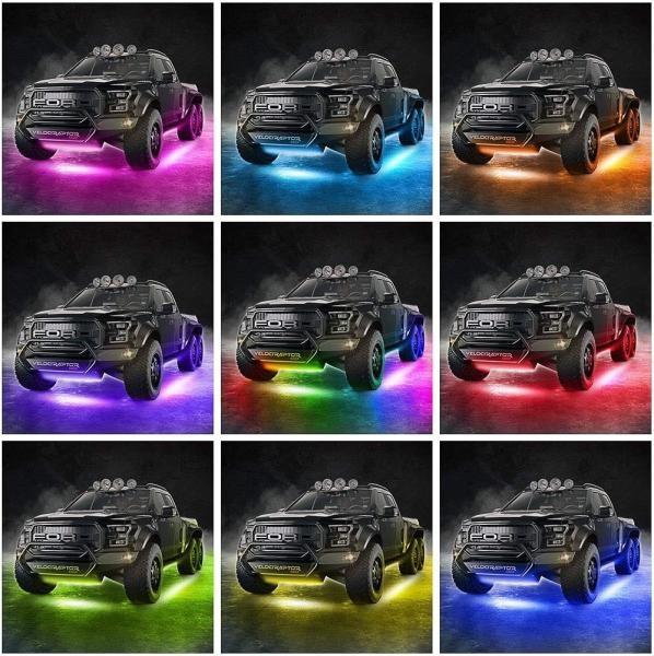 4pcs Car Underglow digital strip light Multi Color DIY Sound Active Function Music Mode with APP Control Remote Control