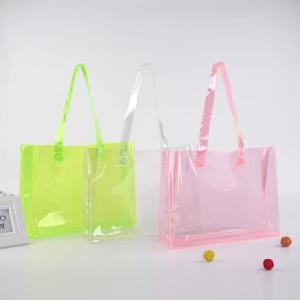 Plastic Pink Green Clear PVC Tote Bag For Sale Clear Beach Tote