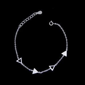 China Triangle Design Sterling Silver Chain Bracelet / Cubic Zirconia Cuff Bracelet Jeweler supplier