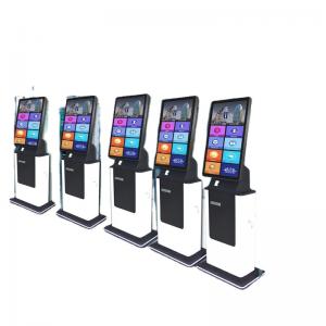 Lobby Touch Screen Kiosk Machine Fingerprint Passport Scanner Terminal