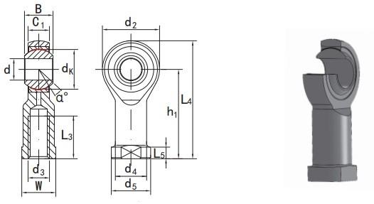 ROD ENDS SSI..TK SERIES, Maintenance-free,stainless, Steel/PTFE