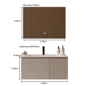 Single Sink Wood Bathroom Vanity Wood Vanity With Mirror 80*45*50CM