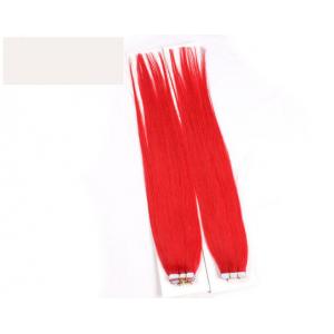 100% Virgin Straight Invisible Tape In Hair Extensions Bright Red No Shedding