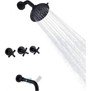 Matte Black Rotatable Zinc Shower Head Spout Tub And Shower Trim Kit With Valve