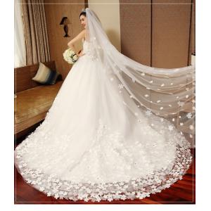 White Appliques Lace Up Long Train Wedding Dress TSYLHS001