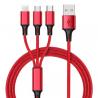 Red Standard Micro USB Data Cable Universal 3 in 1 USB Charging Cable