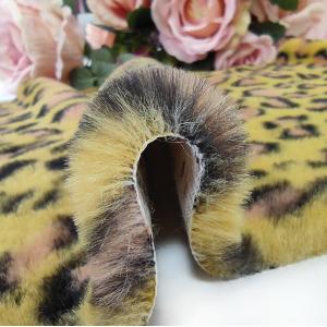 China Leopard Printed Rabbit Fur Material 320gsm 150D 288F supplier