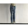 China Light Wash Knee Rip Ladies Denim Jeans / Skinny Stretch Denim Jeans With Scarf TW81488 wholesale