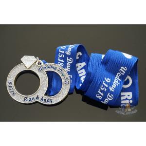 China Wedding Day 5K Running Metal Medal With Soft Enamel And Glitter Colors , Printing Ribbon supplier