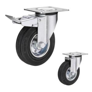 China Black 200kg Loading 8 Inch Solid Rubber Casters Wearable supplier