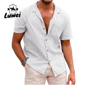 China Button Collar Men Casual Shirts Single Breasted Retro Slim Full Plus Size supplier