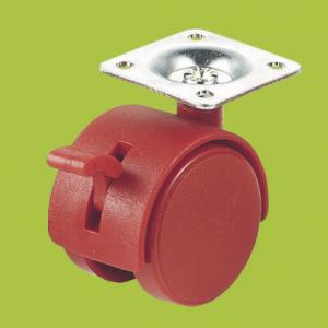 China furniture plastic casters swivel top plate red caster with brake supplier