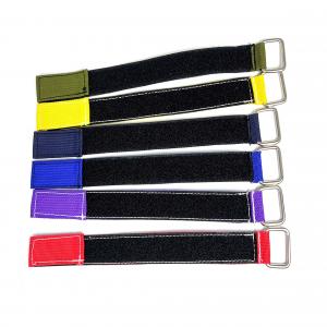 heavy duty Reusable various colors webbing sewing hook and loop fastener tape hook and loop straps with metal buckle
