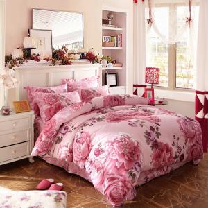 China Luxury 4 Piece Cotton Bedding Sets King Size / Twin Size Embroidered Flower supplier