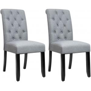 Armless High Back Upholstered Dining Chairs With Solid Wood Legs Tall Back