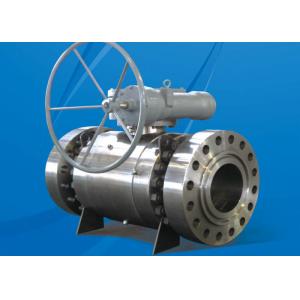 Flange Connection  Pressure Class600 Trunnion Mounted Ball Valve Worm Bevel Gear Box Fireproof Antistatic Design