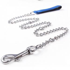 China 304 Stainless Steel Metal Chain Dog Lead Leash Clip With Nylon Padded Handle supplier