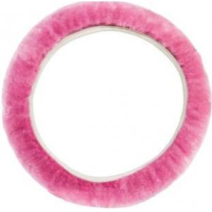 Pink Sheep Lambskin Steering Wheel Cover Heat Resistant