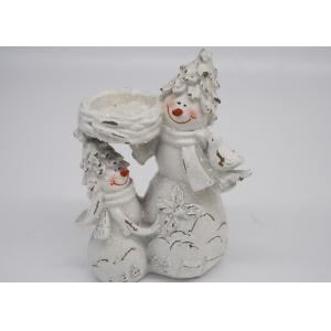 Decoration Christmas Snowman Candle Holder Polyresin Material White Color