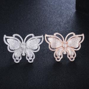 China Fashion Colorful Butterfly CZ Gold Ring For Women Girls Fashion Engagement Wedding CZ Crystal Finger Ring Party Jewelry supplier