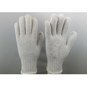 China Elastic Cuff Cotton String Knit Gloves , Cotton Work Gloves With Rubber Gripper Dots supplier