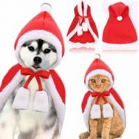 China Adjustable Pet Christmas Outfit Fleece Cloak Cats And Dogs Apparel Red Hat on sale