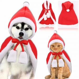 Adjustable Pet Christmas Outfit Fleece Cloak Cats And Dogs Apparel Red Hat