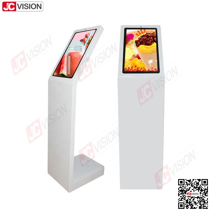 China Quiosco de información interactivo digital de autoservicio Jcvision de 21.5 pulgadas, tipo L, pantalla vertical, quiosco con pantalla táctil, blanco supplier