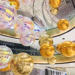 Shiny Reflective Giant Inflatable Ball Gold Silver Customized For Event