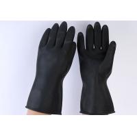 China 31Cm Industrial Cleaning Gloves Unflocked Lining Black Rubber Gloves Heavy Duty on sale