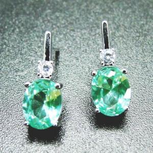 Oval Cut Green Spinel Jewelry Silver Engagement Earring for Women