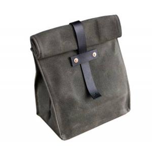 China Brown Canvas Cooler Lunch Bags Rolled Up Insulated Cooler Lunch Bag supplier