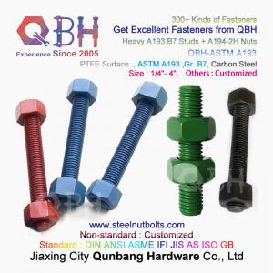 China QBH PTFE 1070 Red/Blue/Black/Green Coated 1/4-4 ASTM A193 B7 Threaded Rod Stud Bolt With A194-2H Heavy Hex Nut supplier