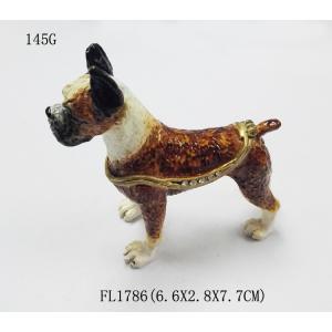 China Fashion Metal Alloy Pewter Crystal Enamel Dog Trinket Jewelry Box supplier