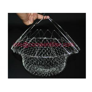 China Long Life 304 Stainless Steel Deep Fryer Basket Foldable Steam Rinse Strainer supplier