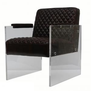 Defaico Furniture Leather Seat Acrylic Armchair Contemporary Bar Chairs