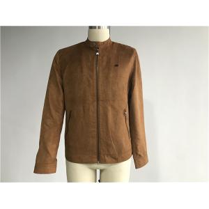 China Tan Color Mens Suede Leather Jacket , Faux Leather Biker Jacket TW69110 supplier