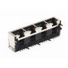 China 1 * 4 Multi - Port RJ45 Female Cat5 Connector Tab Down THT Terminal 12mm Jack Height wholesale