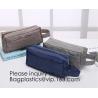 Wholesale Men Vintage Zipper Cosmetic Bag Leather Wash Cotton Canvas Makeup Bag