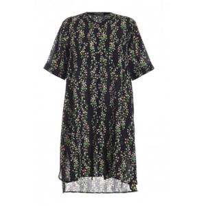 China Chiffon Printed Ladies Custom Made Plus Size Dresses With Asymmetrical Hem And Short Sleeve supplier