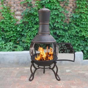 Charcoal And Wood Cast Iron Garden Chimney Antique Cast Iron Fireplace Corrosion Resistance